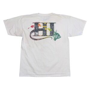 T&C Surf Designs Hawaii Mens Large White T-Shirt Rainbow Islands Graphic HI Logo